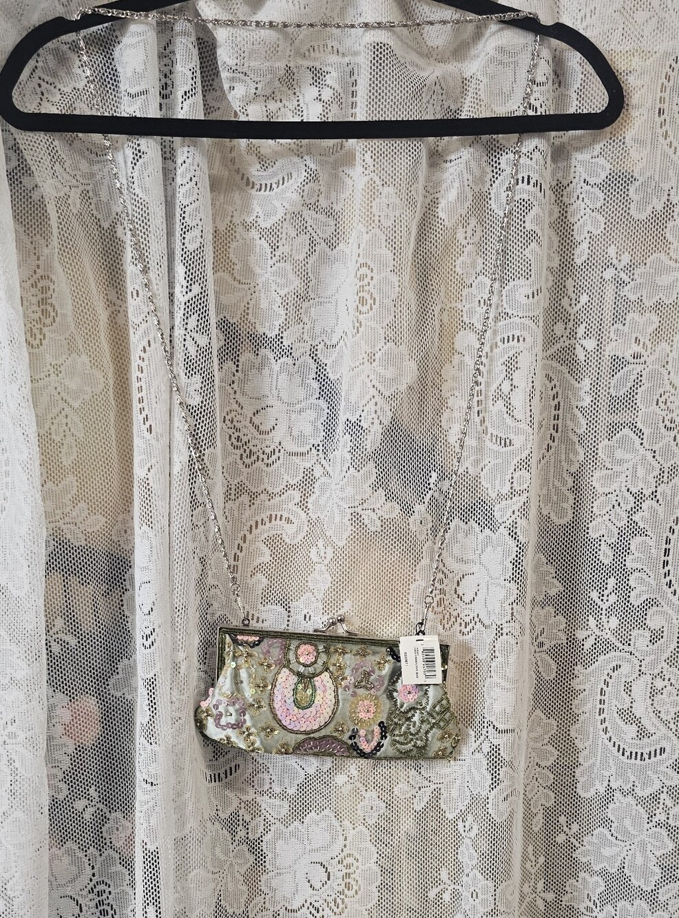 Bijoux Terner Embellished Sequin Evening Clutch - Light Green/Pink - Picture 5 of 6
